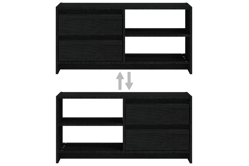 TV-bänk svart 80x31x39 cm massiv furu - Svart - Möbler - Tv möbel & mediamöbel - TV bänk & mediabänk