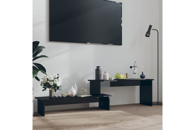 TV-bänk svart högglans 180x30x43 cm spånskiva - Svart - TV bänk & mediabänk