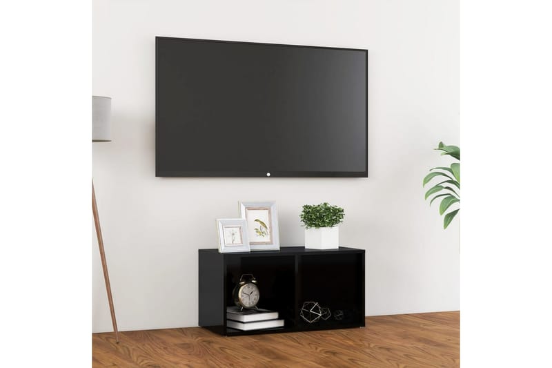TV-bänk svart högglans 72x35x36,5 cm spånskiva - Svart - TV bänk & mediabänk