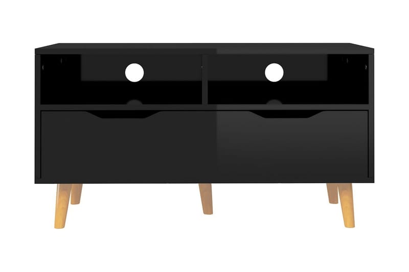 Tv-bänk svart högglans 90x40x48,5 cm spånskiva - Svart - Möbler - Tv möbel & mediamöbel - TV bänk & mediabänk
