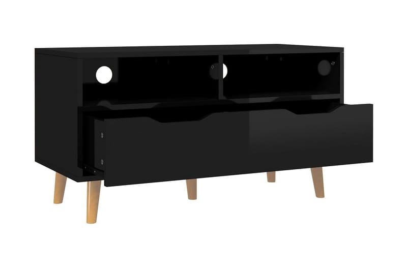 Tv-bänk svart högglans 90x40x48,5 cm spånskiva - Svart - Möbler - Tv möbel & mediamöbel - TV bänk & mediabänk