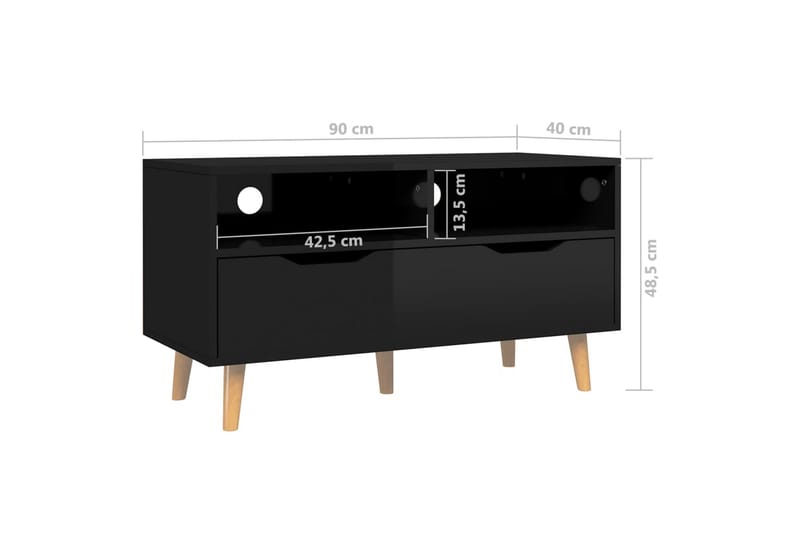 Tv-bänk svart högglans 90x40x48,5 cm spånskiva - Svart - Möbler - Tv möbel & mediamöbel - TV bänk & mediabänk