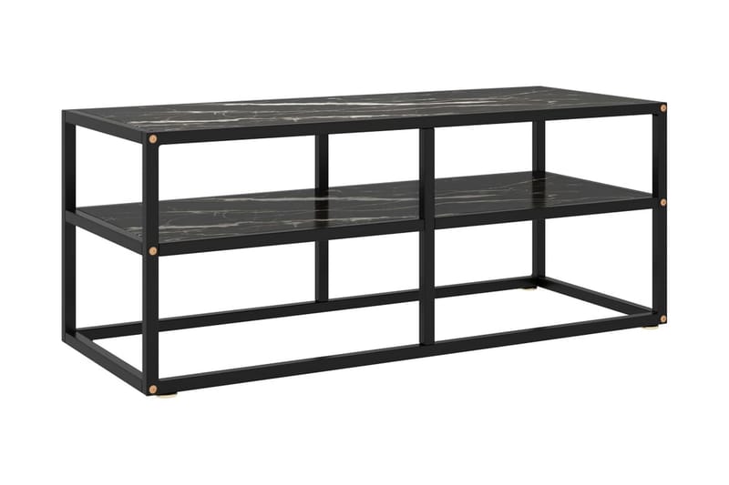 Tv-bänk svart med svart marmor glas 100x40x40 cm - Svart - Möbler - Tv möbel & mediamöbel - TV bänk & mediabänk
