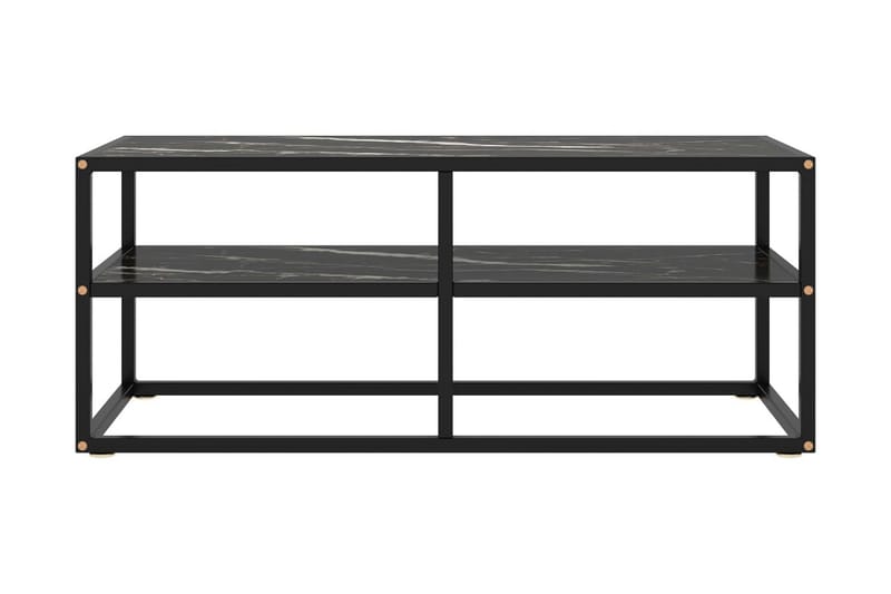 Tv-bänk svart med svart marmor glas 100x40x40 cm - Svart - Möbler - Tv möbel & mediamöbel - TV bänk & mediabänk