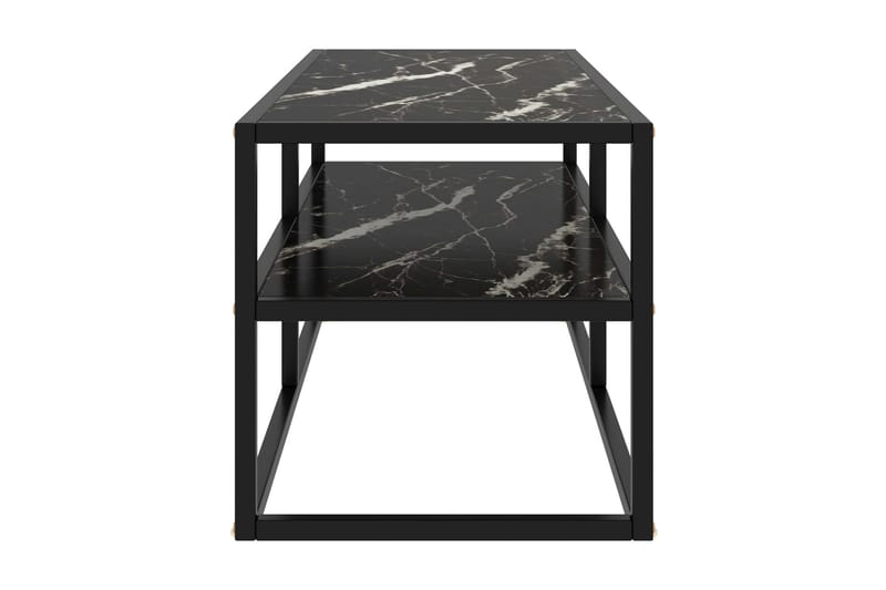 Tv-bänk svart med svart marmor glas 100x40x40 cm - Svart - TV bänk & mediabänk