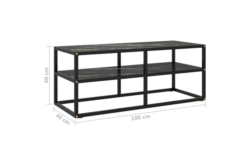 Tv-bänk svart med svart marmor glas 100x40x40 cm - Svart - Möbler - Tv möbel & mediamöbel - TV bänk & mediabänk