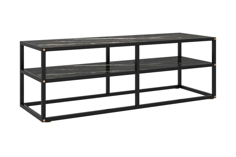 Tv-bänk svart med svart marmor glas 120x40x40 cm - Svart - Möbler - Tv möbel & mediamöbel - TV bänk & mediabänk
