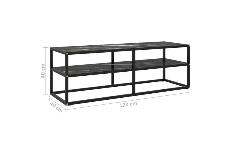 Tv-bänk svart med svart marmor glas 120x40x40 cm - Svart - Möbler - Tv möbel & mediamöbel - TV bänk & mediabänk