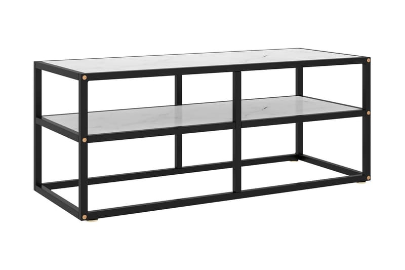 Tv-bänk svart med vit marmor glas 100x40x40 cm - Svart - Möbler - Tv möbel & mediamöbel - TV bänk & mediabänk