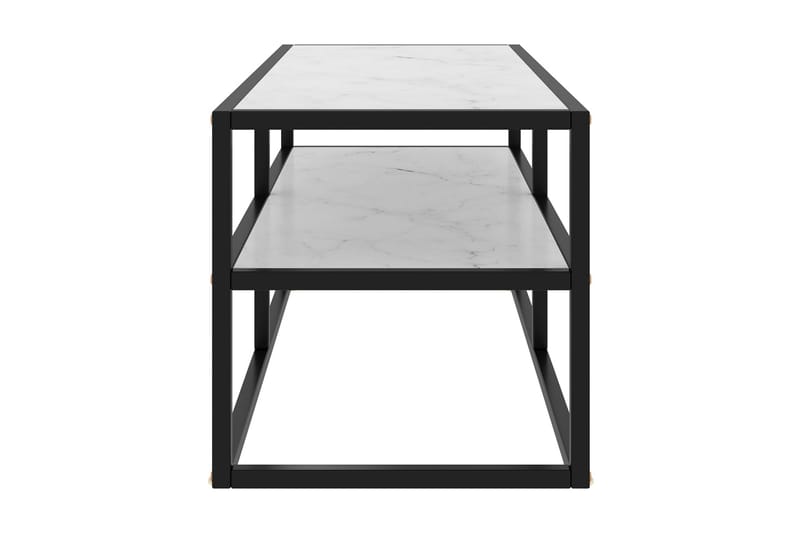 Tv-bänk svart med vit marmor glas 100x40x40 cm - Svart - Möbler - Tv möbel & mediamöbel - TV bänk & mediabänk