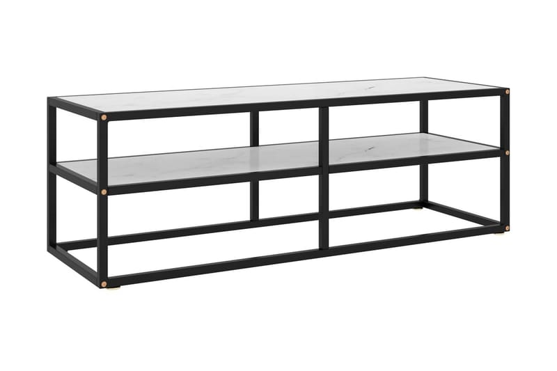 Tv-bänk svart med vit marmor glas 120x40x40 cm - Svart - Möbler - Tv möbel & mediamöbel - TV bänk & mediabänk