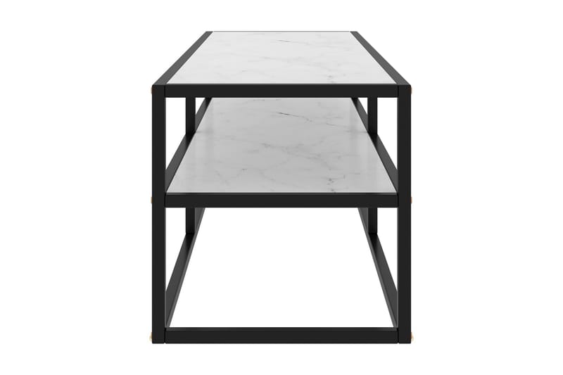 Tv-bänk svart med vit marmor glas 120x40x40 cm - Svart - Möbler - Tv möbel & mediamöbel - TV bänk & mediabänk