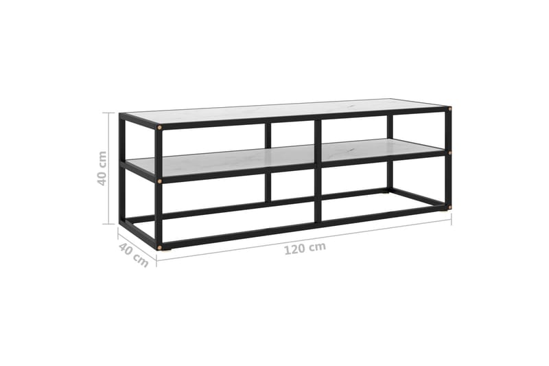 Tv-bänk svart med vit marmor glas 120x40x40 cm - Svart - Möbler - Tv möbel & mediamöbel - TV bänk & mediabänk