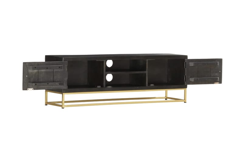 TV-bänk svart och guld 120x30x40 cm massivt mangoträ - Svart - Möbler - Tv möbel & mediamöbel - TV bänk & mediabänk