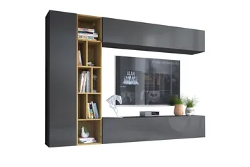 Tv-bänk - Svart|Ek - Möbler - Tv möbel & mediamöbel - TV bänk & mediabänk