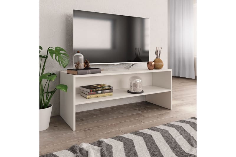 TV-bänk vit 100x40x40 cm spånskiva - Vit - Möbler - Tv möbel & mediamöbel - TV bänk & mediabänk