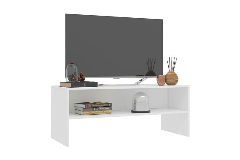 TV-bänk vit 100x40x40 cm spånskiva - Vit - TV bänk & mediabänk