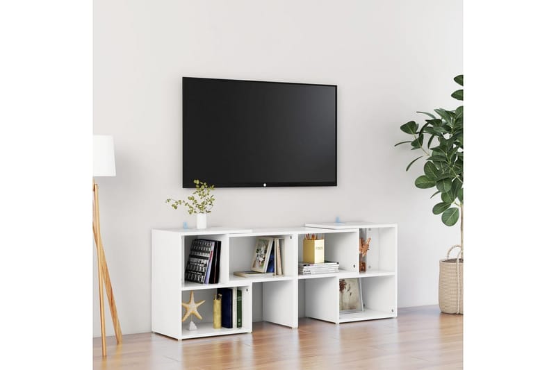 TV-bänk vit 104x30x52 cm spånskiva - Vit - TV bänk & mediabänk
