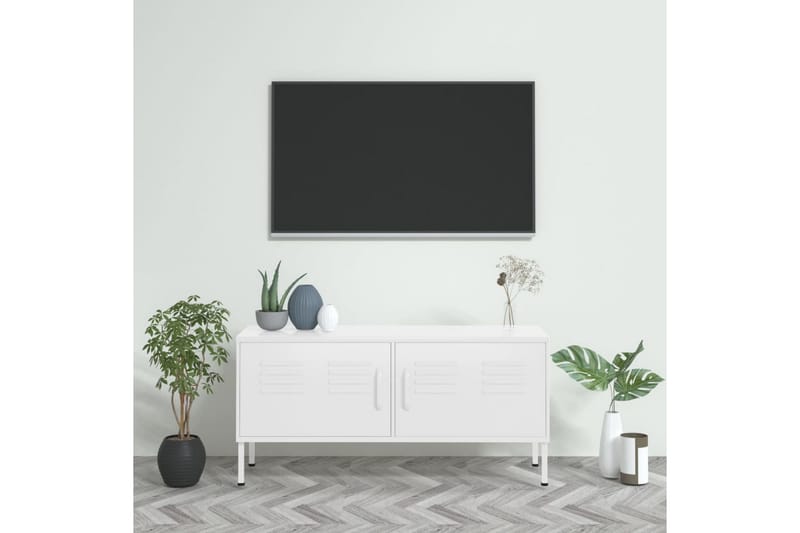 Tv-bänk vit 105x35x50 cm stål - Vit - Möbler - Tv möbel & mediamöbel - TV bänk & mediabänk