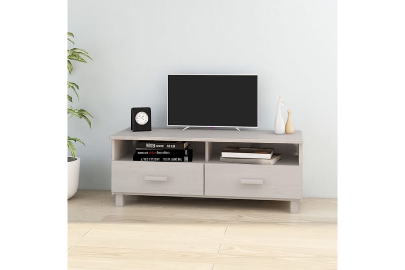 TV-bänk vit 106x40x40 cm massiv furu - Vit - Möbler - Tv möbel & mediamöbel - TV bänk & mediabänk