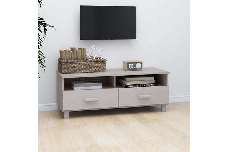 TV-bänk vit 106x40x40 cm massiv furu - Vit - Möbler - Tv möbel & mediamöbel - TV bänk & mediabänk
