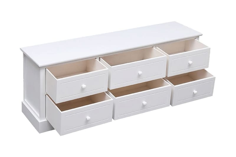 TV-bänk vit 108x30x40 cm massivt kejsarträ - Vit - Möbler - Tv möbel & mediamöbel - TV bänk & mediabänk