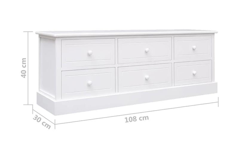 TV-bänk vit 108x30x40 cm massivt kejsarträ - Vit - Möbler - Tv möbel & mediamöbel - TV bänk & mediabänk
