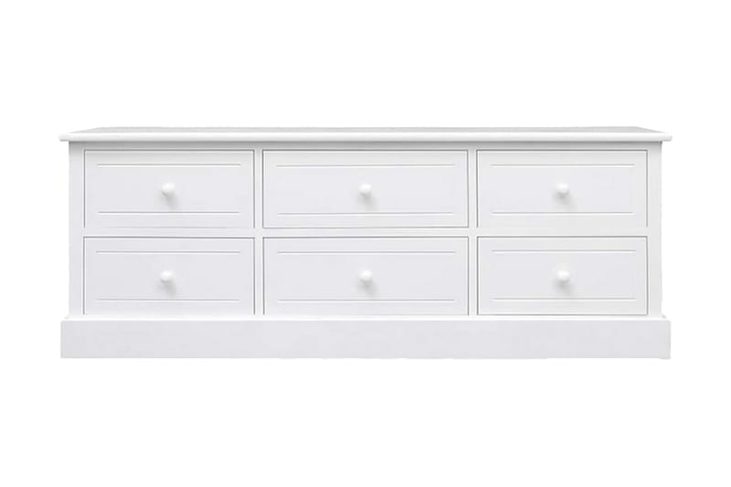 TV-bänk vit 108x30x40 cm massivt kejsarträ - Vit - Möbler - Tv möbel & mediamöbel - TV bänk & mediabänk