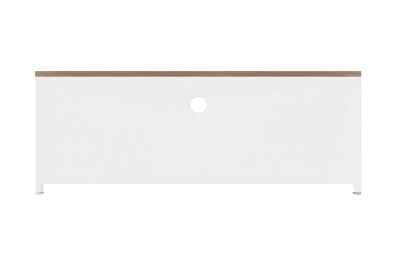 Tv-bänk vit 110x30x40 cm järn och massivt granträ - Vit - Möbler - Tv möbel & mediamöbel - TV bänk & mediabänk