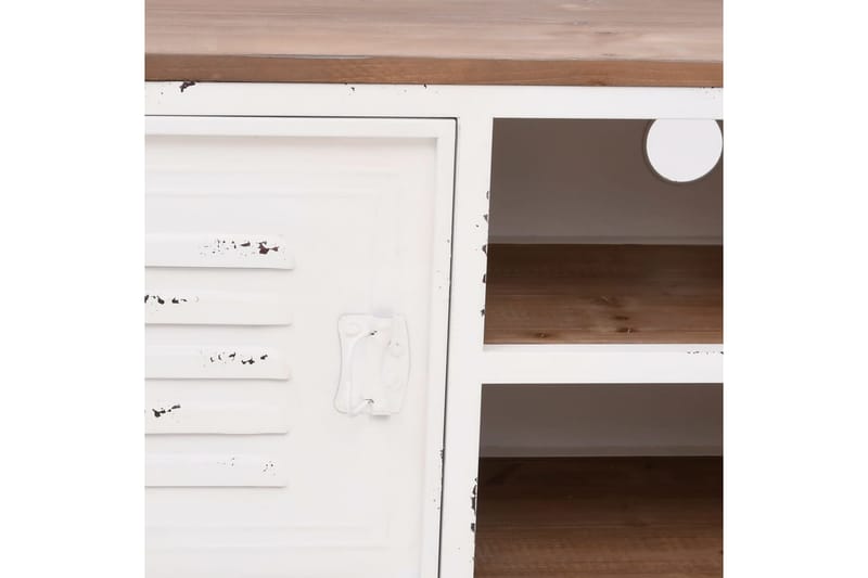 Tv-bänk vit 110x30x40 cm järn och massivt granträ - Vit - Möbler - Tv möbel & mediamöbel - TV bänk & mediabänk