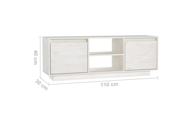 TV-bänk vit 110x30x40 cm massiv furu - Vit - TV bänk & mediabänk