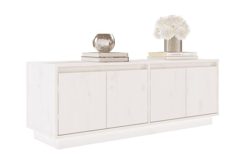 Tv-bänk vit 110x34x40 cm massiv furu - Vit - Möbler - Tv möbel & mediamöbel - TV bänk & mediabänk