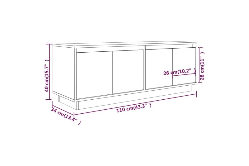 Tv-bänk vit 110x34x40 cm massiv furu - Vit - Möbler - Tv möbel & mediamöbel - TV bänk & mediabänk