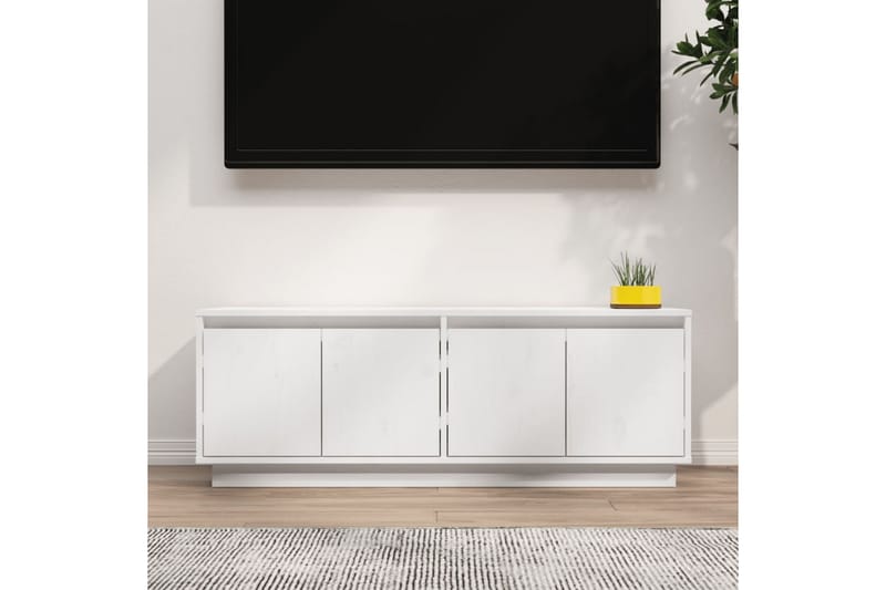 Tv-bänk vit 110x34x40 cm massiv furu - Vit - Möbler - Tv möbel & mediamöbel - TV bänk & mediabänk