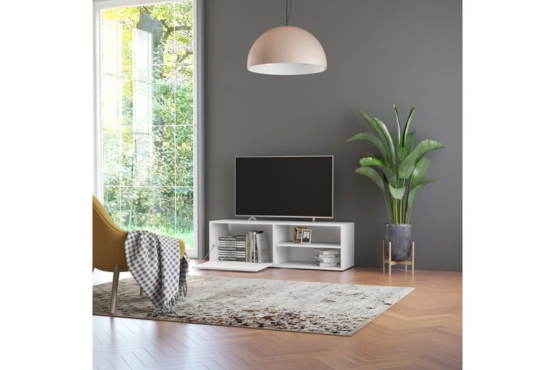 TV-bänk vit 120x34x37 cm spånskiva - Vit - Möbler - Tv möbel & mediamöbel - TV bänk & mediabänk