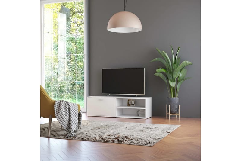 TV-bänk vit 120x34x37 cm spånskiva - Vit - Möbler - Tv möbel & mediamöbel - TV bänk & mediabänk