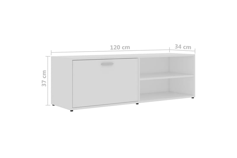 TV-bänk vit 120x34x37 cm spånskiva - Vit - Möbler - Tv möbel & mediamöbel - TV bänk & mediabänk