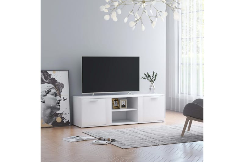 TV-bänk vit 120x34x37 cm spånskiva - Vit - Möbler - Tv möbel & mediamöbel - TV bänk & mediabänk