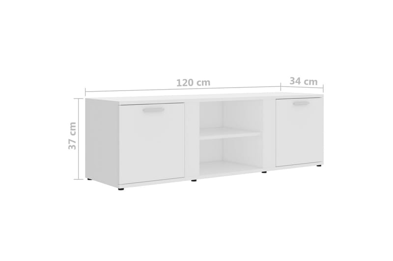 TV-bänk vit 120x34x37 cm spånskiva - Vit - Möbler - Tv möbel & mediamöbel - TV bänk & mediabänk