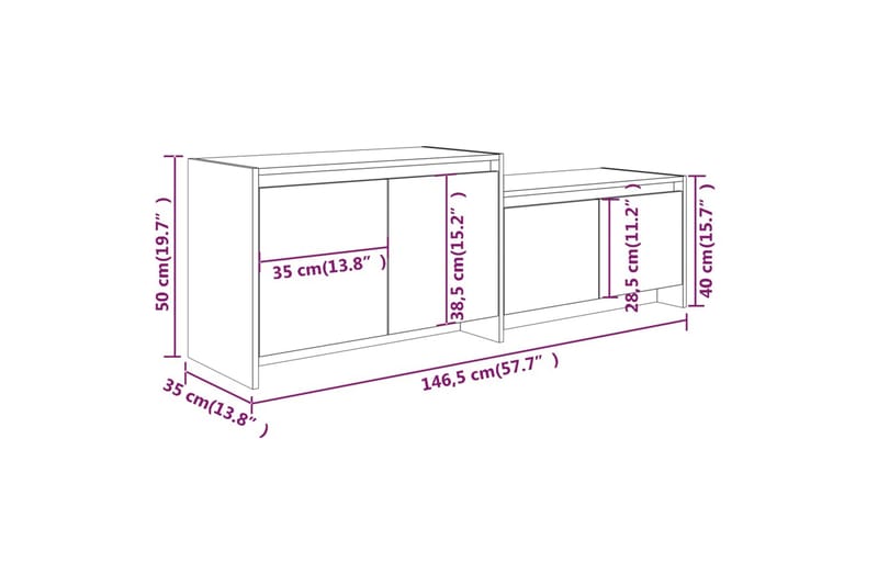 TV-bänk vit 146,5x35x50 cm spånskiva - Vit - TV bänk & mediabänk