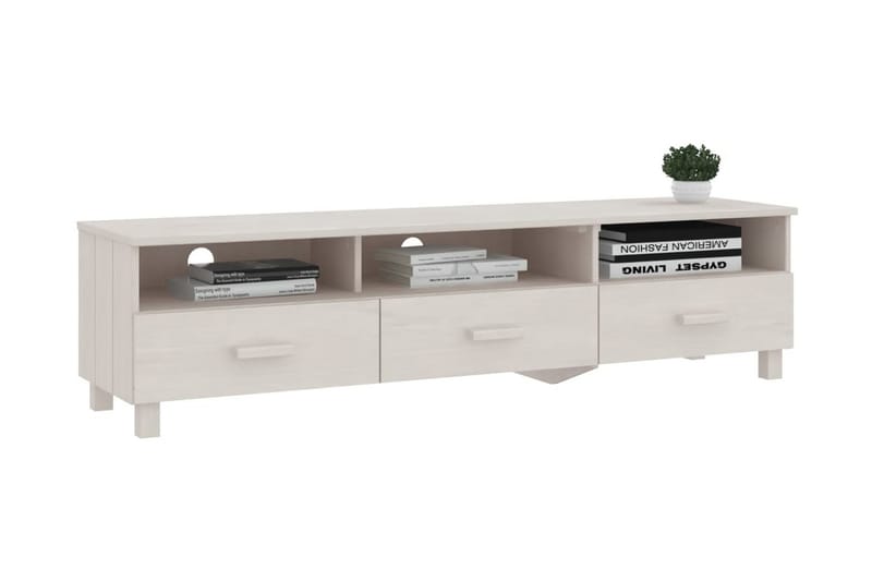 TV-bänk vit 158x40x40 cm massiv furu - Vit - Möbler - Tv möbel & mediamöbel - TV bänk & mediabänk