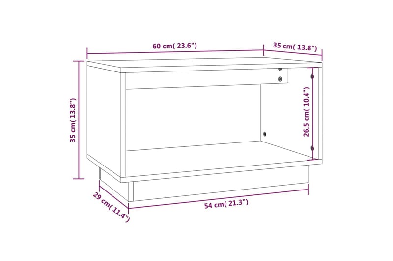 Tv-bänk vit 60x35x35 cm massiv furu - Vit - TV bänk & mediabänk