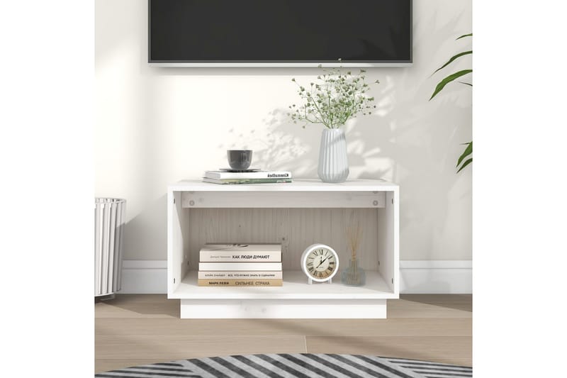 Tv-bänk vit 60x35x35 cm massiv furu - Vit - Möbler - Tv möbel & mediamöbel - TV bänk & mediabänk
