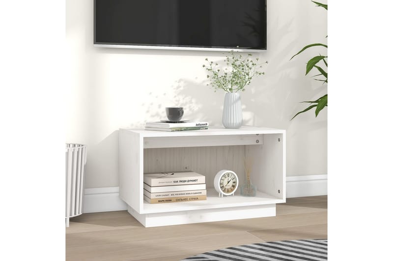 Tv-bänk vit 60x35x35 cm massiv furu - Vit - Möbler - Tv möbel & mediamöbel - TV bänk & mediabänk