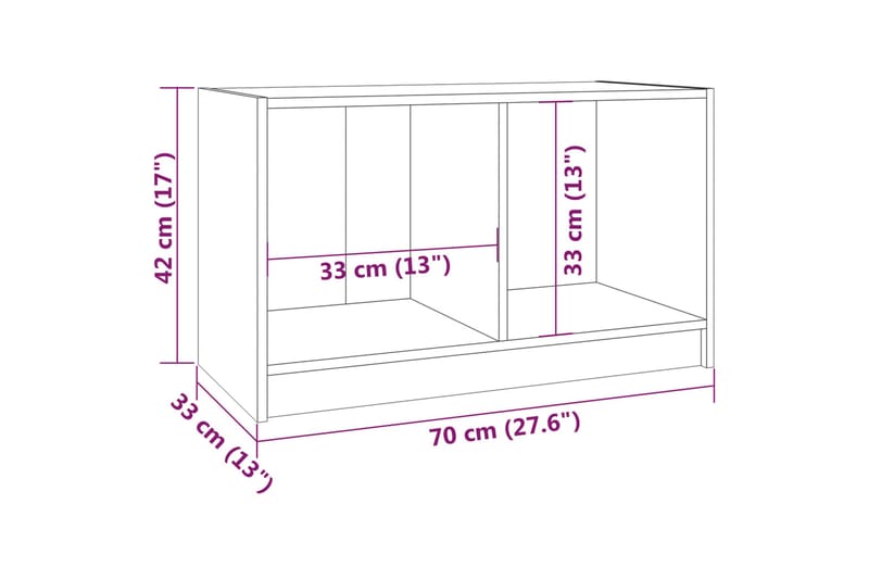 TV-bänk vit 70x33x42 cm massiv furu - Vit - TV bänk & mediabänk