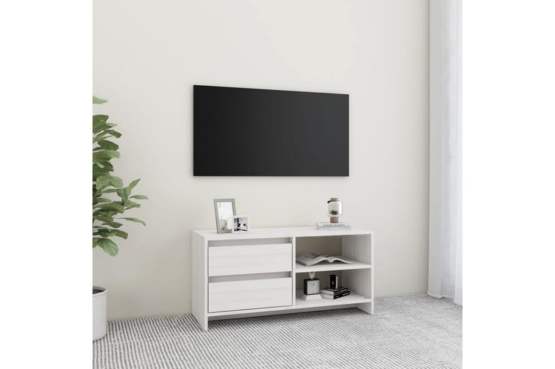 TV-bänk vit 80x31x39 cm massiv furu - Vit - Möbler - Tv möbel & mediamöbel - TV bänk & mediabänk