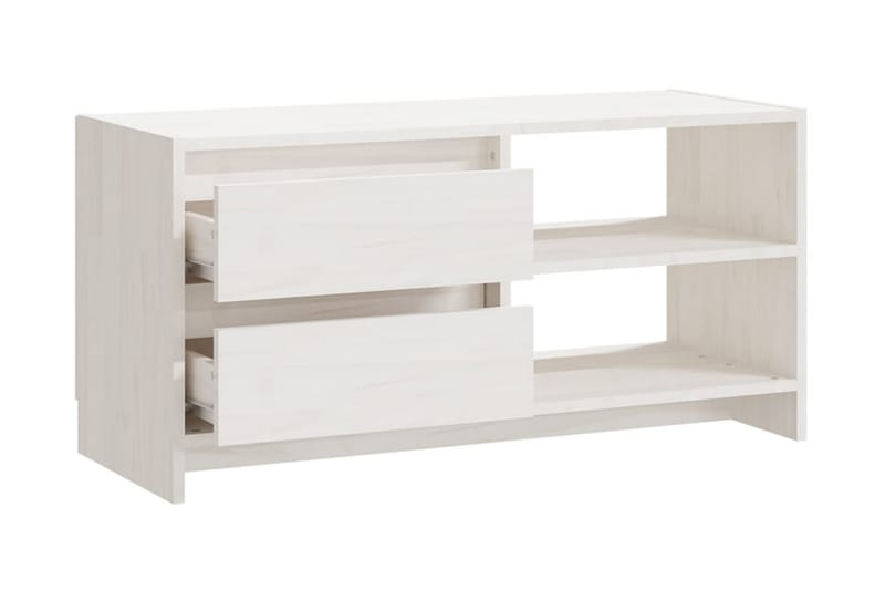 TV-bänk vit 80x31x39 cm massiv furu - Vit - Möbler - Tv möbel & mediamöbel - TV bänk & mediabänk
