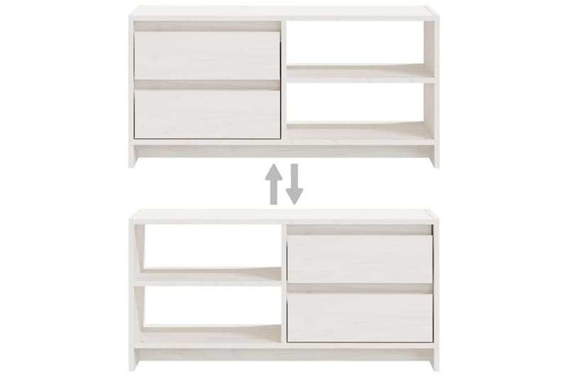 TV-bänk vit 80x31x39 cm massiv furu - Vit - Möbler - Tv möbel & mediamöbel - TV bänk & mediabänk
