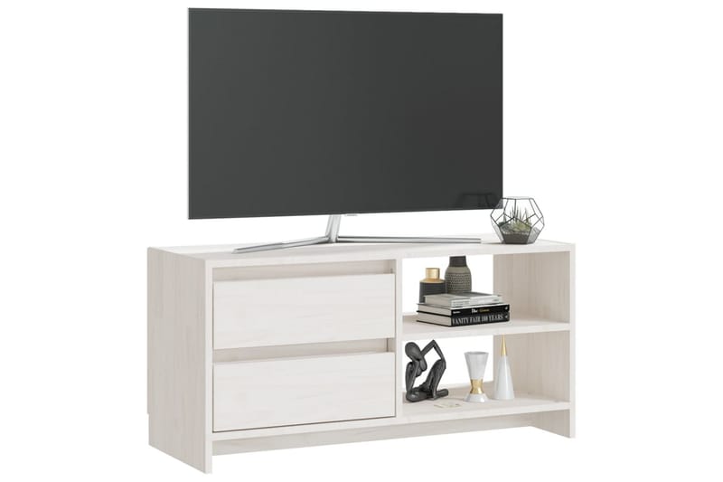 TV-bänk vit 80x31x39 cm massiv furu - Vit - Möbler - Tv möbel & mediamöbel - TV bänk & mediabänk