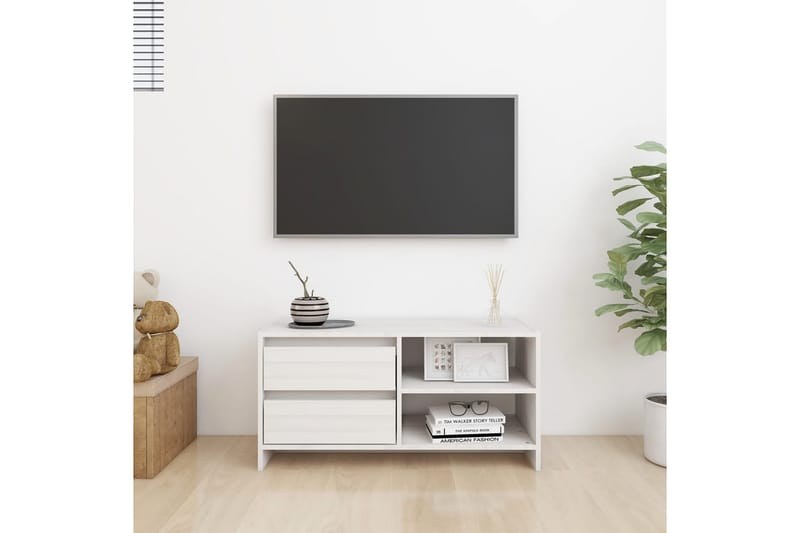 TV-bänk vit 80x31x39 cm massiv furu - Vit - Möbler - Tv möbel & mediamöbel - TV bänk & mediabänk